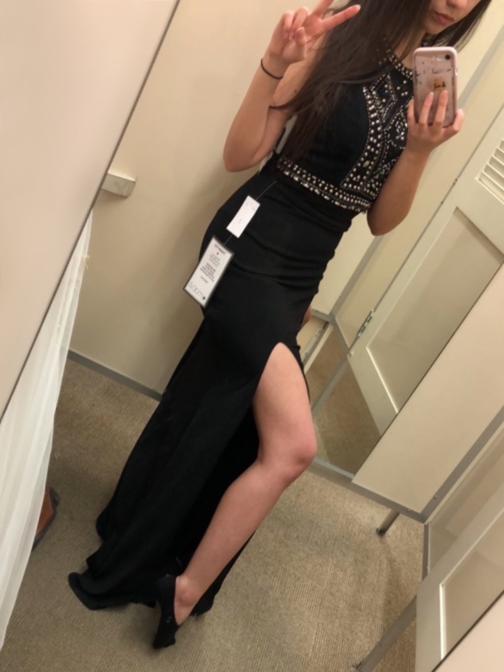 Black Two Piece Dress with Gold Embellishments